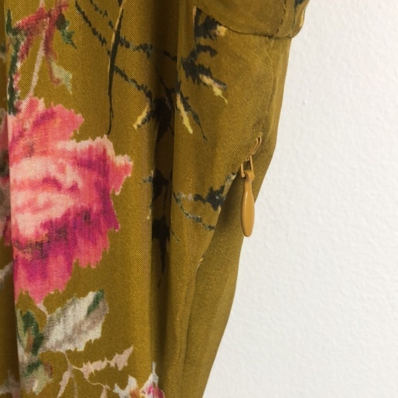 Joie silk Kayane charteuse green and pink floral dress Sz 4 - Picture 7 of 10